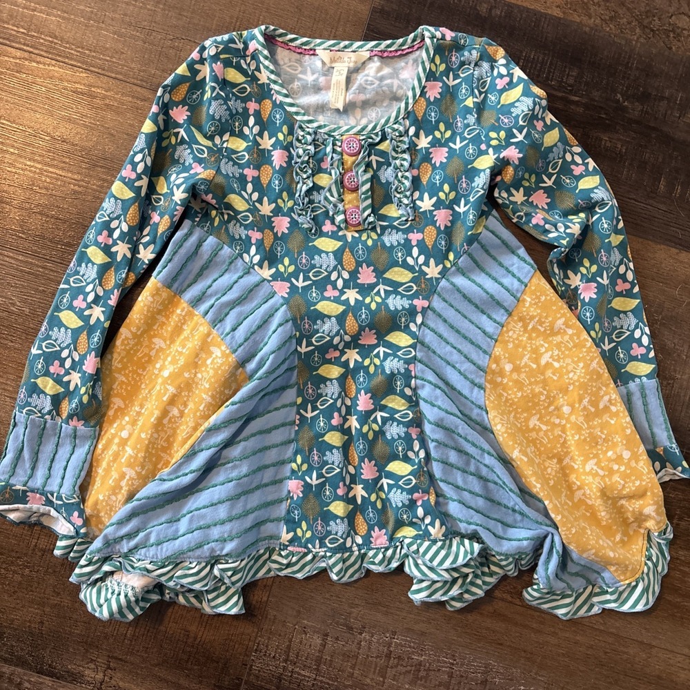 Matilda Jane sz 8 Make Believe Footpath Tunic fall Spring  leaves mushrooms